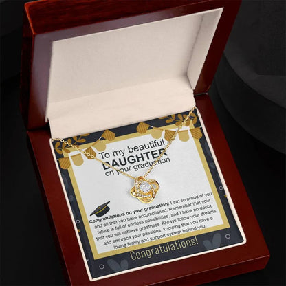 Daughter Graduation Gift From Dad and Mom - Premium Love Knot Necklace