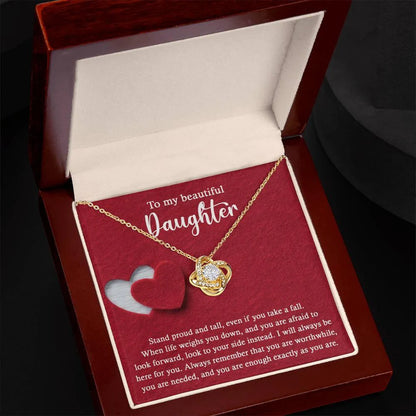 Daughter Gift From Mom and Dad - Premium Love Knot Necklace