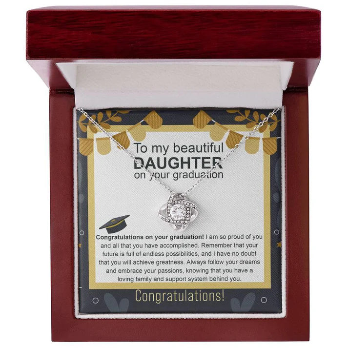 Daughter Graduation Gift From Dad and Mom - Premium Love Knot Necklace