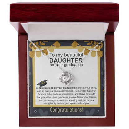 Daughter Graduation Gift From Dad and Mom - Premium Love Knot Necklace