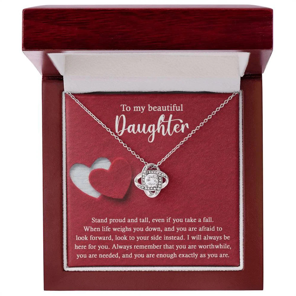 Daughter Gift From Mom and Dad - Premium Love Knot Necklace