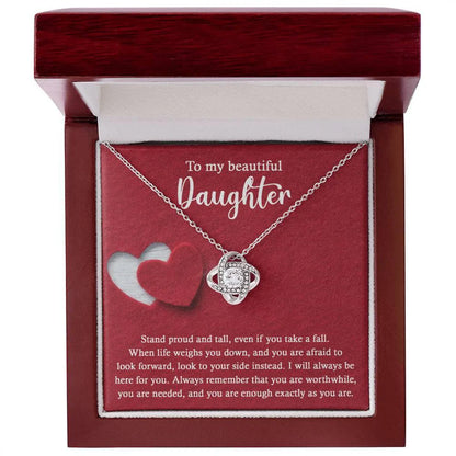 Daughter Gift From Mom and Dad - Premium Love Knot Necklace