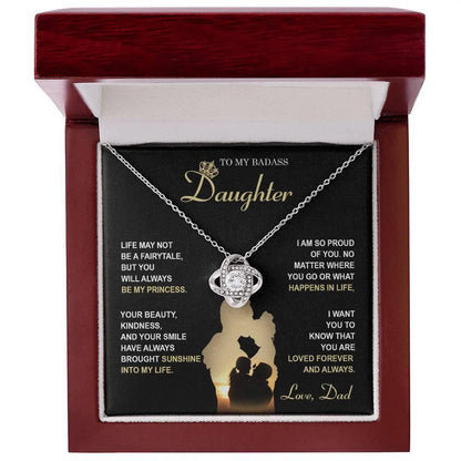 Daughter Gift From Dad - Premium Love Knot Necklace