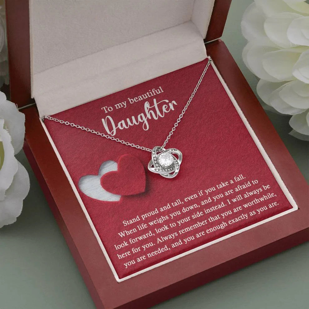 Daughter Gift From Mom and Dad - Premium Love Knot Necklace