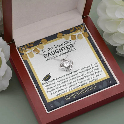 Daughter Graduation Gift From Dad and Mom - Premium Love Knot Necklace