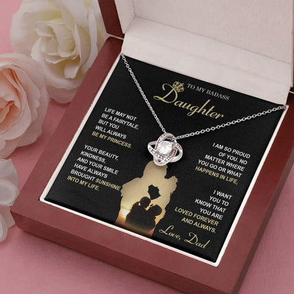 Daughter Gift From Dad - Premium Love Knot Necklace