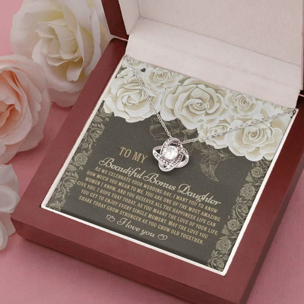 Daughter Gift From Dad - Premium Love Knot Necklace