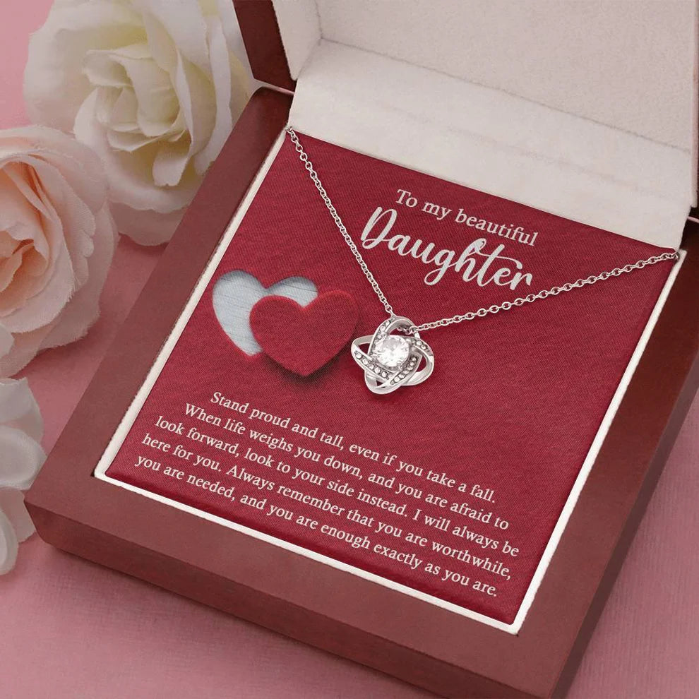 Daughter Gift From Mom and Dad - Premium Love Knot Necklace