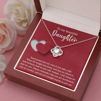 Daughter Gift From Mom and Dad - Premium Love Knot Necklace