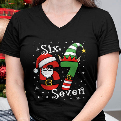 Funny Six Seven 67 Meme 6 7 Elf Santa Christmas Pajamas Kids T-Shirt  - Christmas Unisex T-Shirt/Hoodie/Sweatshirt - TRNN00
