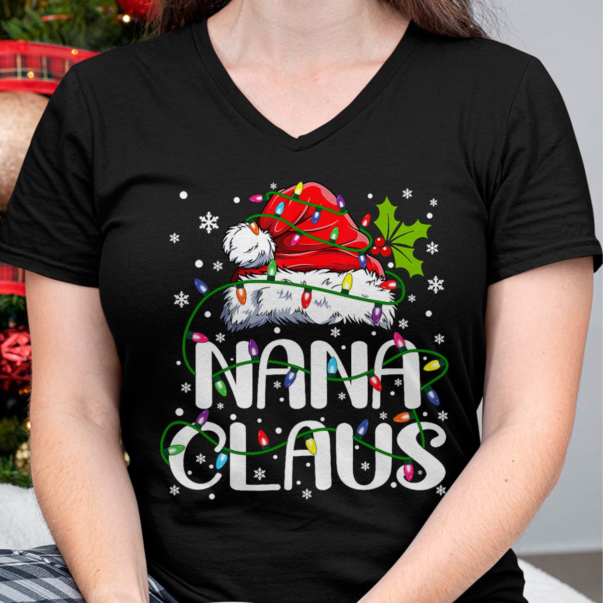 Nana Claus Christmas Lights Pajama Family Matching T-Shirt - Christmas Unisex T-Shirt/Hoodie/Sweatshirt - TRNN00