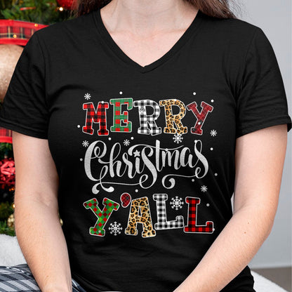 Merry Christmas Ya'll Leopard Buffalo Plaid Pajama Family T-Shirt - Christmas Unisex T-Shirt/Hoodie/Sweatshirt - TRNN00