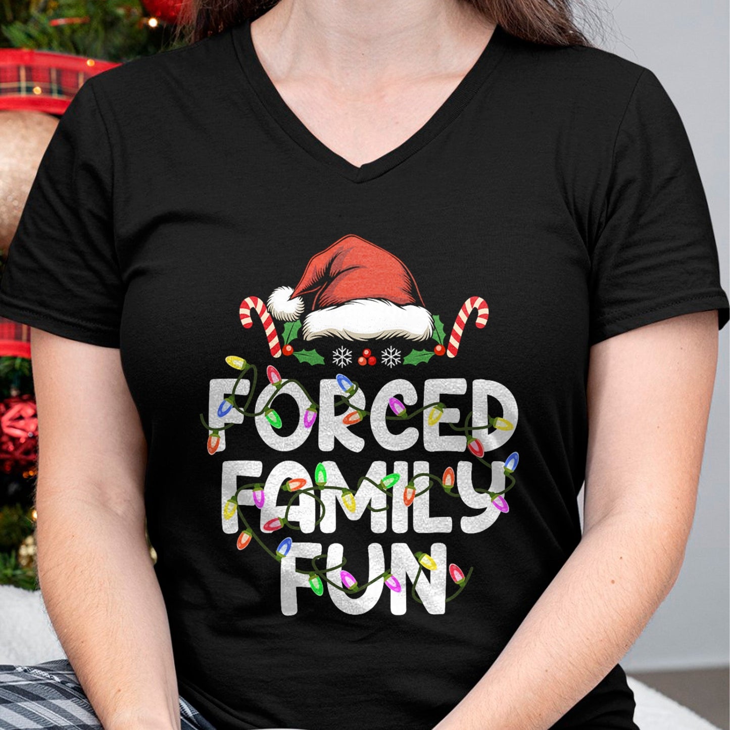 Forced Family Fun Christmas Pajamas Funny T-Shirt - Christmas Unisex T-Shirt/Hoodie/Sweatshirt - TRNN00