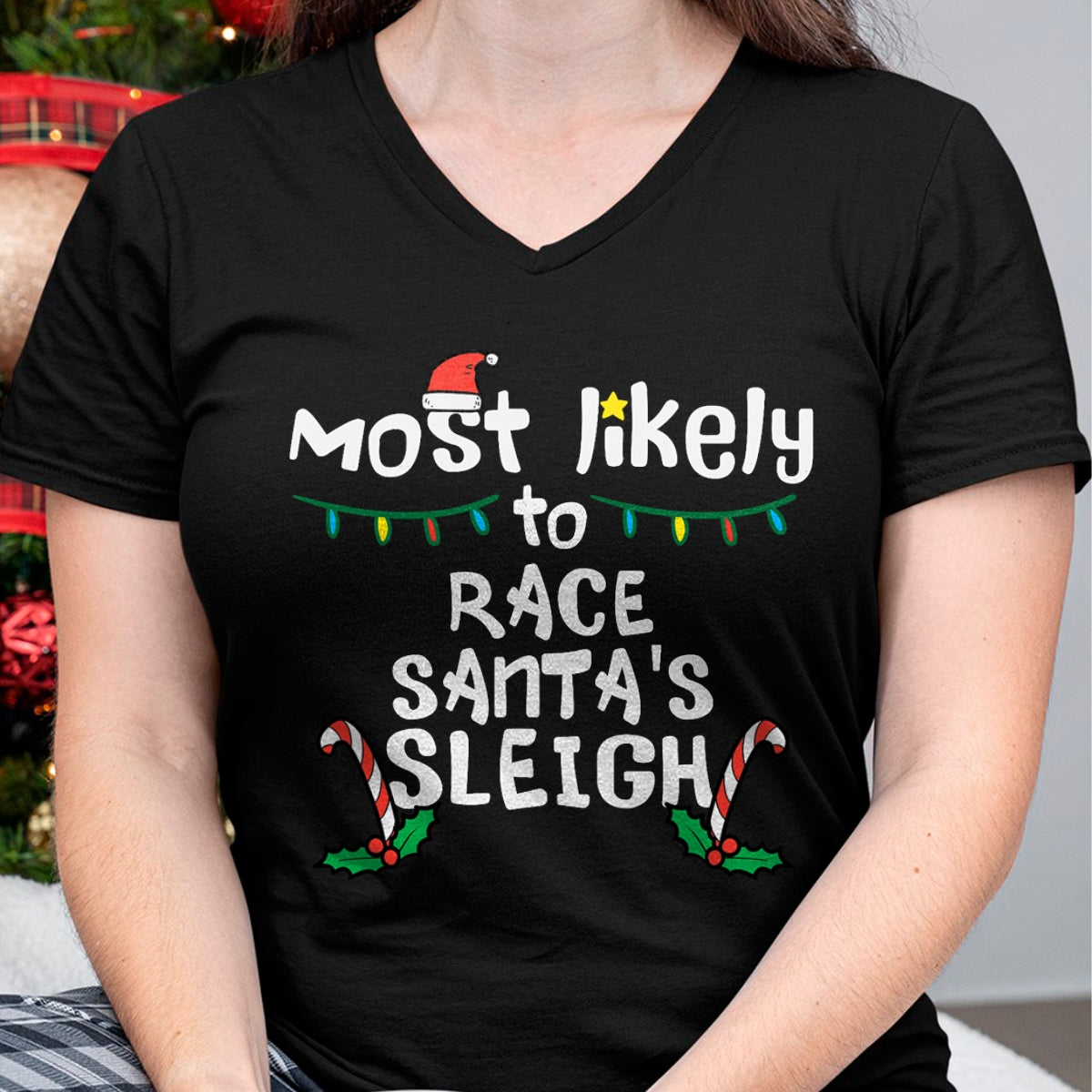 Most Likely Race Santa Sleigh Christmas Xmas Family Boys Men T-Shirt - Christmas Unisex T-Shirt/Hoodie/Sweatshirt - TRNN00