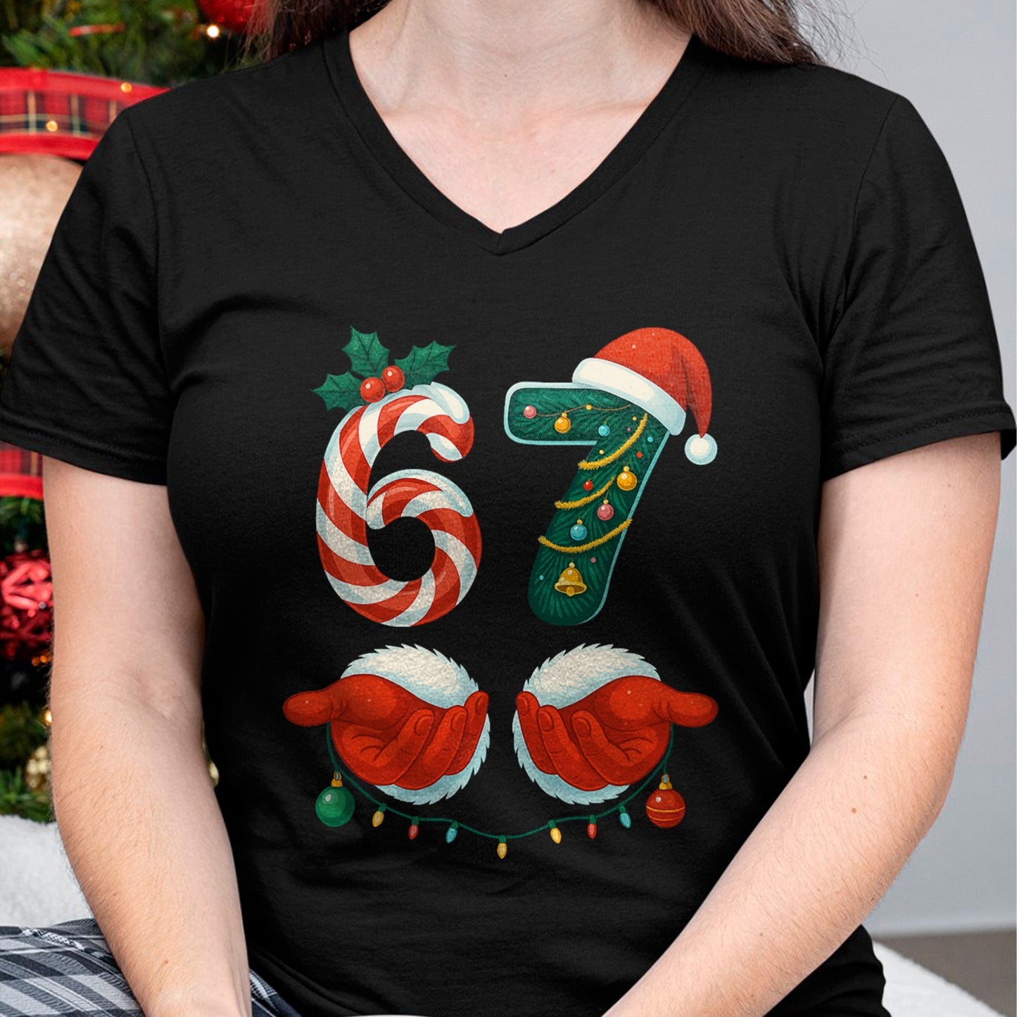 67 Christmas 6 7 Meme Pajamas Holiday Gen Alpha Slang T-Shirt - Christmas Unisex T-Shirt/Hoodie/Sweatshirt - TRNN00