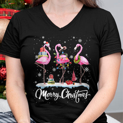 Merry Christmas Hat Santa Flamingo Light Christmas TRNN T-Shirt - Christmas Unisex T-Shirt/Hoodie/Sweatshirt - TRNN00