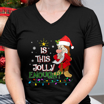 Is This Jolly Enough Grumpy Elf Pajama Christmas Lights T-Shirt - Christmas Unisex T-Shirt/Hoodie/Sweatshirt - TRNN00