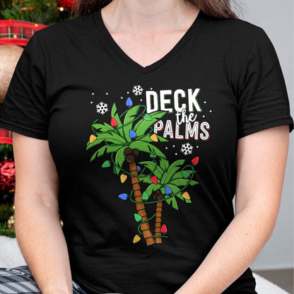 Deck The Palms Tropical Hawaii Christmas Palm Tree Lights T-Shirt - Christmas Unisex T-Shirt/Hoodie/Sweatshirt - TRNN00