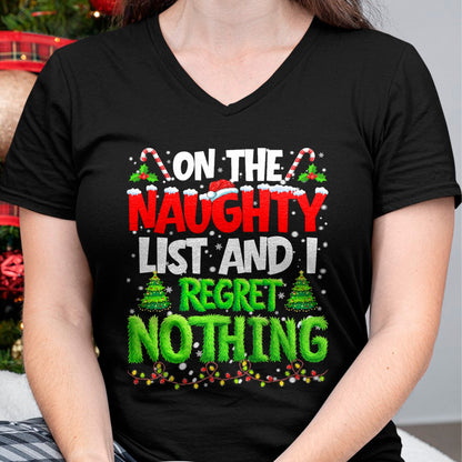 On The Naughty List and Regret Nothing Pjs Christmas Xmas Ki T-Shirt - Christmas Unisex T-Shirt/Hoodie/Sweatshirt - TRNN00