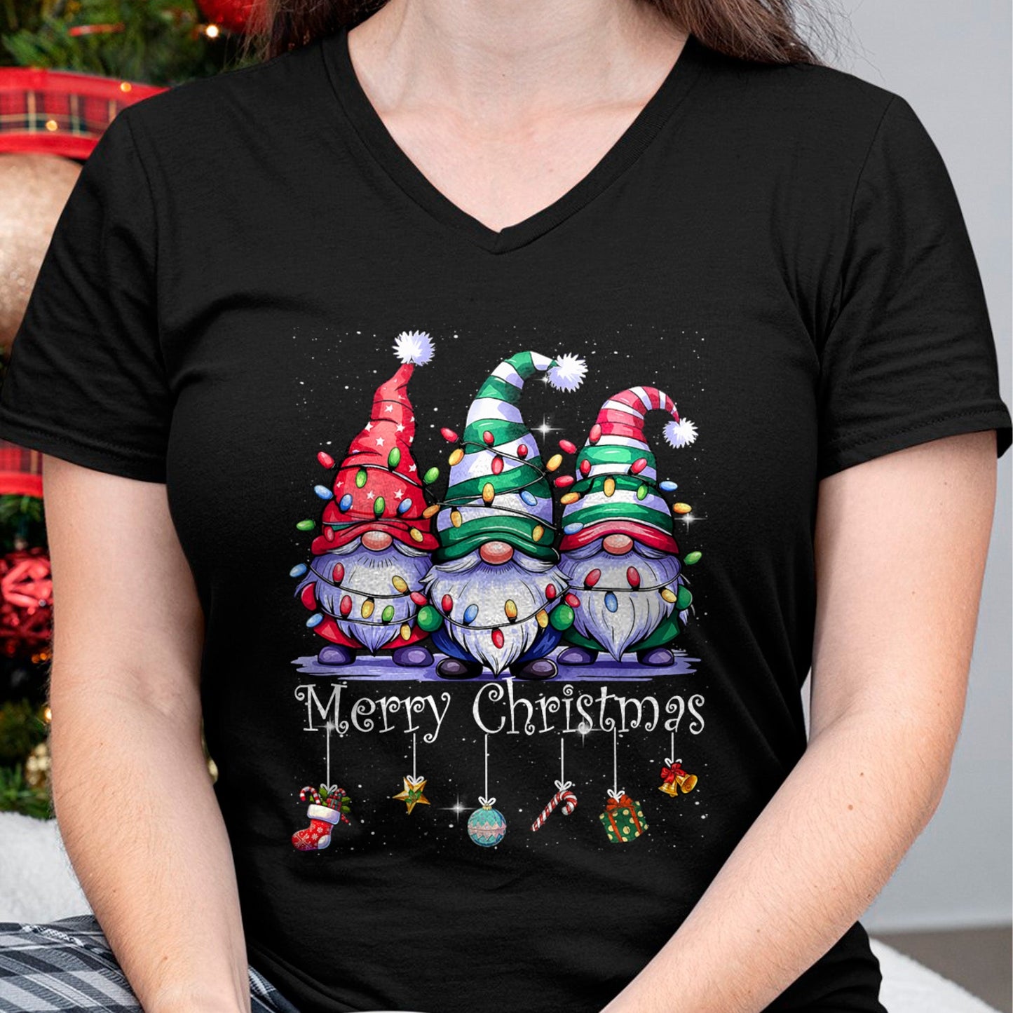 Cute Gnomes Merry Christmas Light Family Gnome Xmas Matching T-Shirt - Christmas Unisex T-Shirt/Hoodie/Sweatshirt - TRNN00