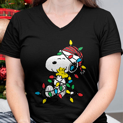 Peanuts - Snoopy Woodstock Christmas Lights T-Shirt - Christmas Unisex T-Shirt/Hoodie/Sweatshirt - TRNN00