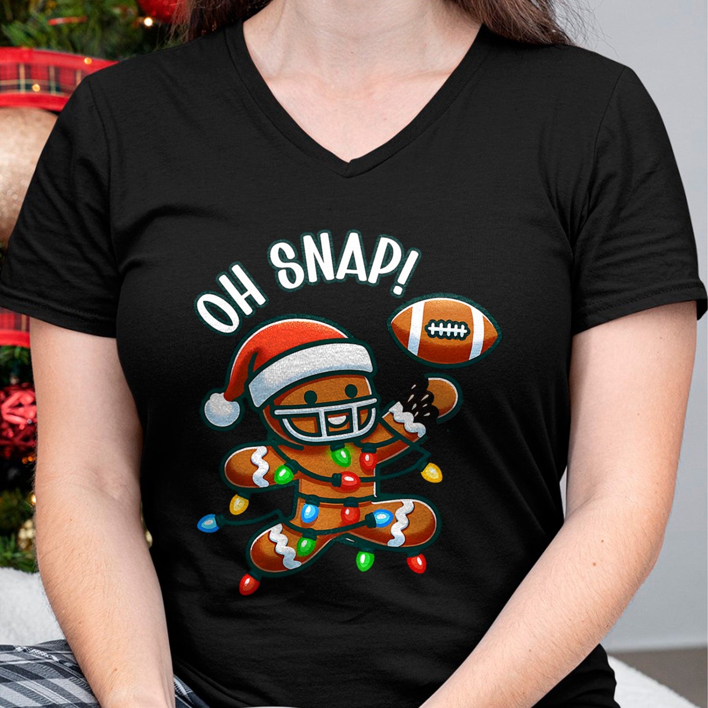 Funny Gingerbread Man Pajamas & PJs Xmas Holiday Oh Snap Gingerbreadman Christmas Football T-Shirt - Christmas Unisex T-Shirt/Hoodie/Sweatshirt - TRNN00