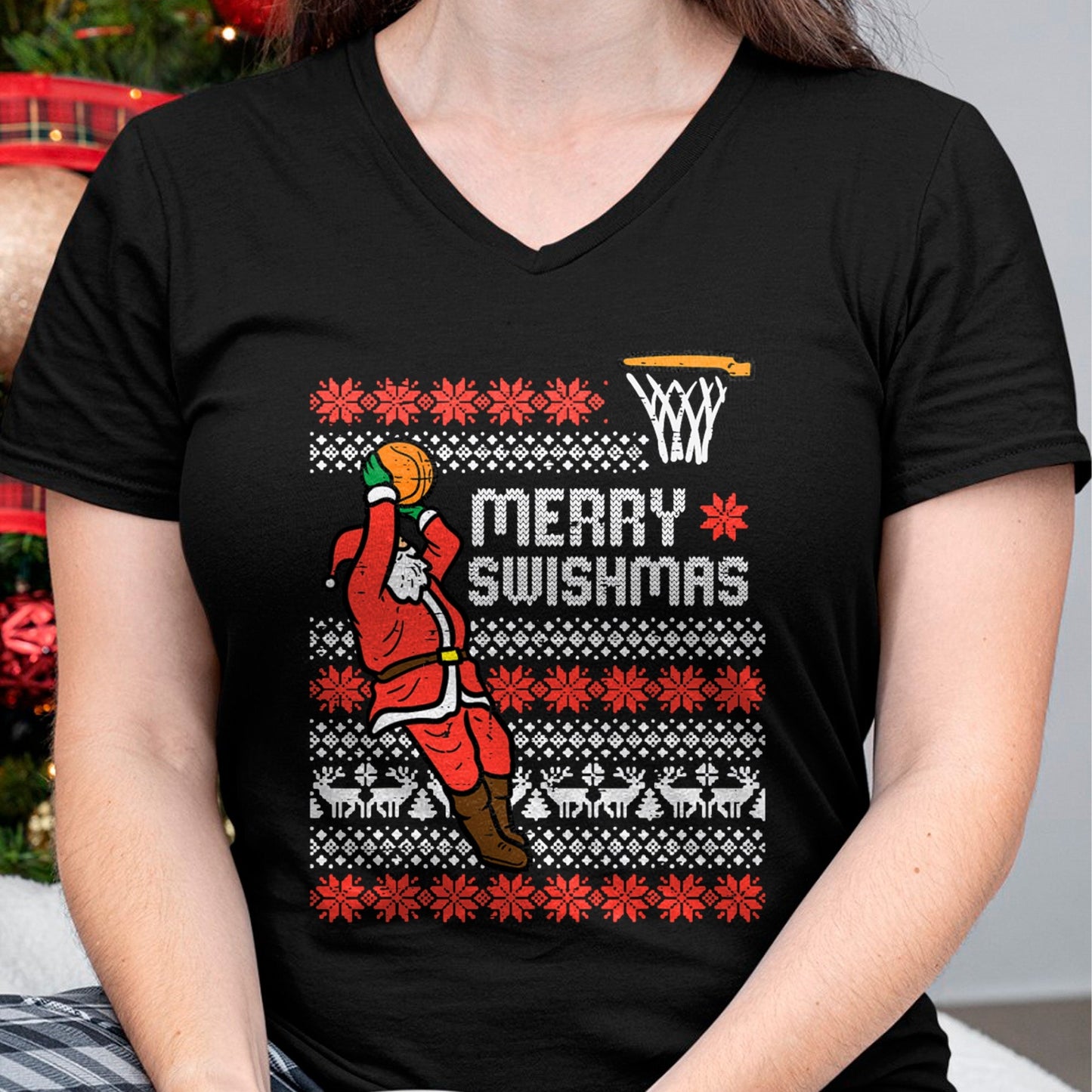 Merry Swishmas Basketball Ugly Christmas Xmas Men Boys Kids T-Shirt - Christmas Unisex T-Shirt/Hoodie/Sweatshirt - TRNN00