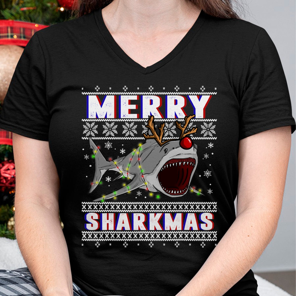 Funny Sharkmas Shark Ugly Christmas Sweaters T-Shirt - Christmas Unisex T-Shirt/Hoodie/Sweatshirt - TRNN00