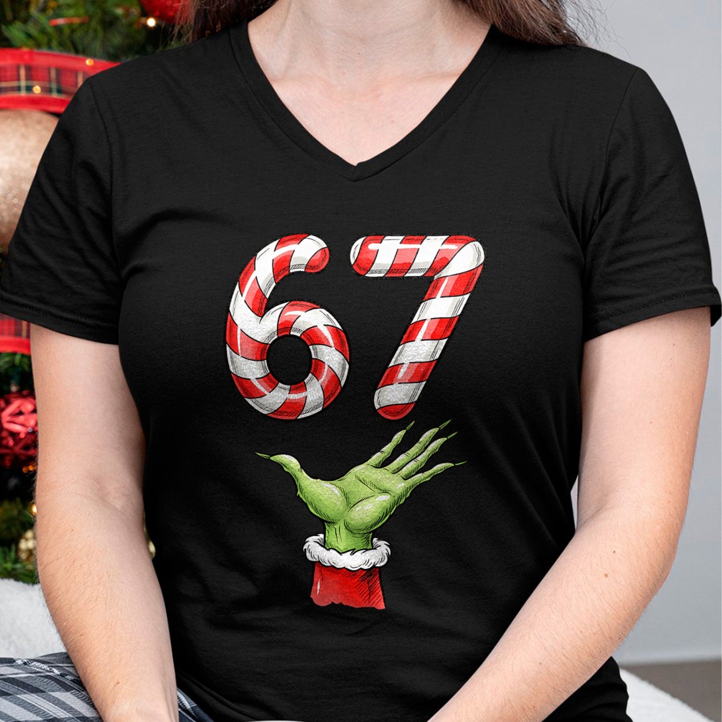 Santa Six Seven 67 Meme Christmas 67 Candy Cane Kids Boys T-Shirt - Christmas Unisex T-Shirt/Hoodie/Sweatshirt - TRNN00