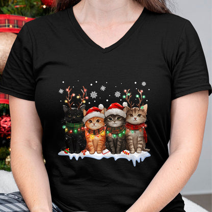 Cat Christmas Light Reindeer Santa Christmas Cat Lover T-Shirt - Christmas Unisex T-Shirt/Hoodie/Sweatshirt - TRNN00