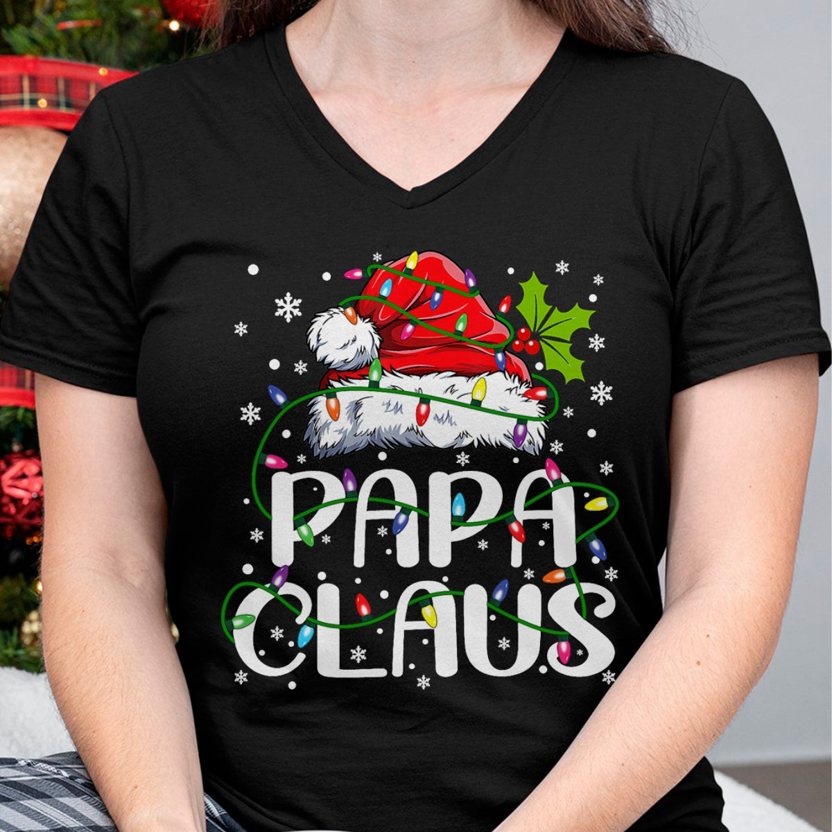 Papa Claus Christmas Lights Pajama Family Matching T-Shirt - Christmas Unisex T-Shirt/Hoodie/Sweatshirt - TRNN00