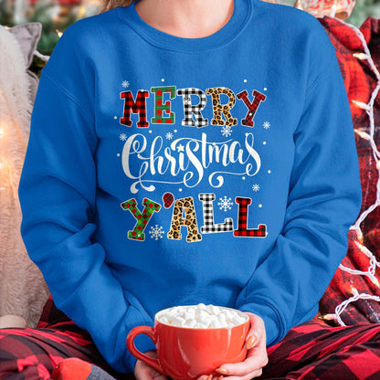 Merry Christmas Ya'll Leopard Buffalo Plaid Pajama Family T-Shirt - Christmas Unisex T-Shirt/Hoodie/Sweatshirt - TRNN00