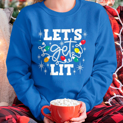 Let's Get Lit Drinking Santa Hat Christmas Lights Funny T-Shirt - Christmas Unisex T-Shirt/Hoodie/Sweatshirt - TRNN00