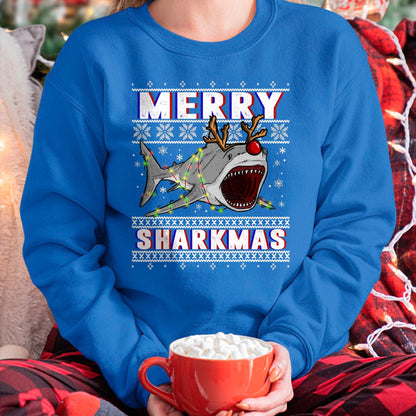 Funny Sharkmas Shark Ugly Christmas Sweaters T-Shirt - Christmas Unisex T-Shirt/Hoodie/Sweatshirt - TRNN00