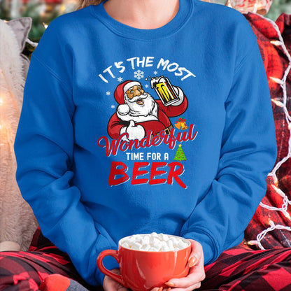 Funny Christmas Santa Claus Drinking Beer Wonderful Time T-Shirt - Christmas Unisex T-Shirt/Hoodie/Sweatshirt - TRNN00