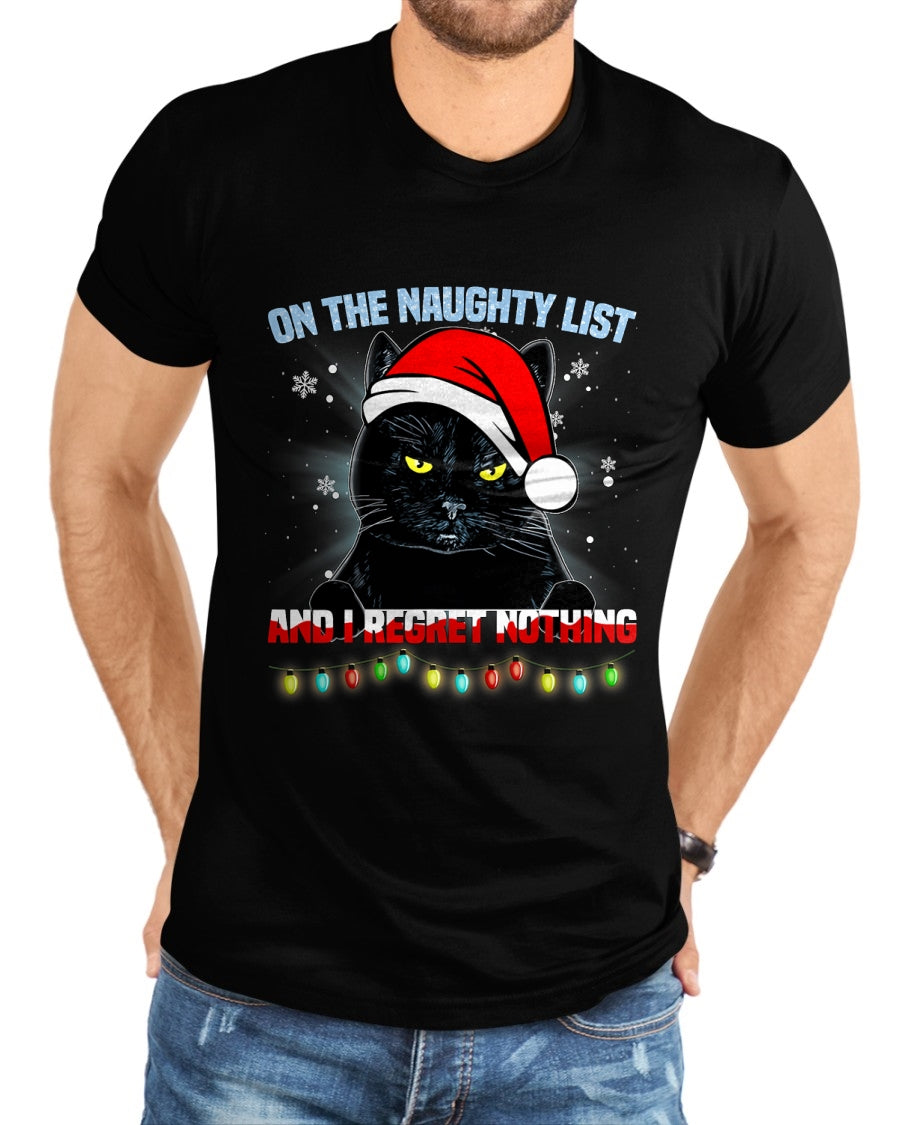 On The Naughty List And I Regret Nothing Cat Christmas T-Shirt - Christmas Unisex T-Shirt/Hoodie/Sweatshirt - TRNN00