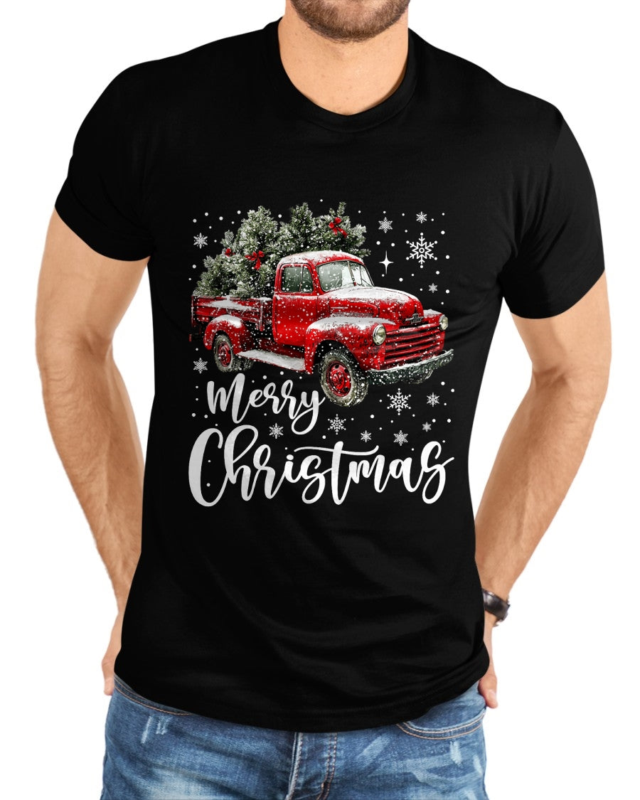 Merry Christmas Red Truck Family Matching Christmas Pajama T-Shirt - Christmas Unisex T-Shirt/Hoodie/Sweatshirt - TRNN00