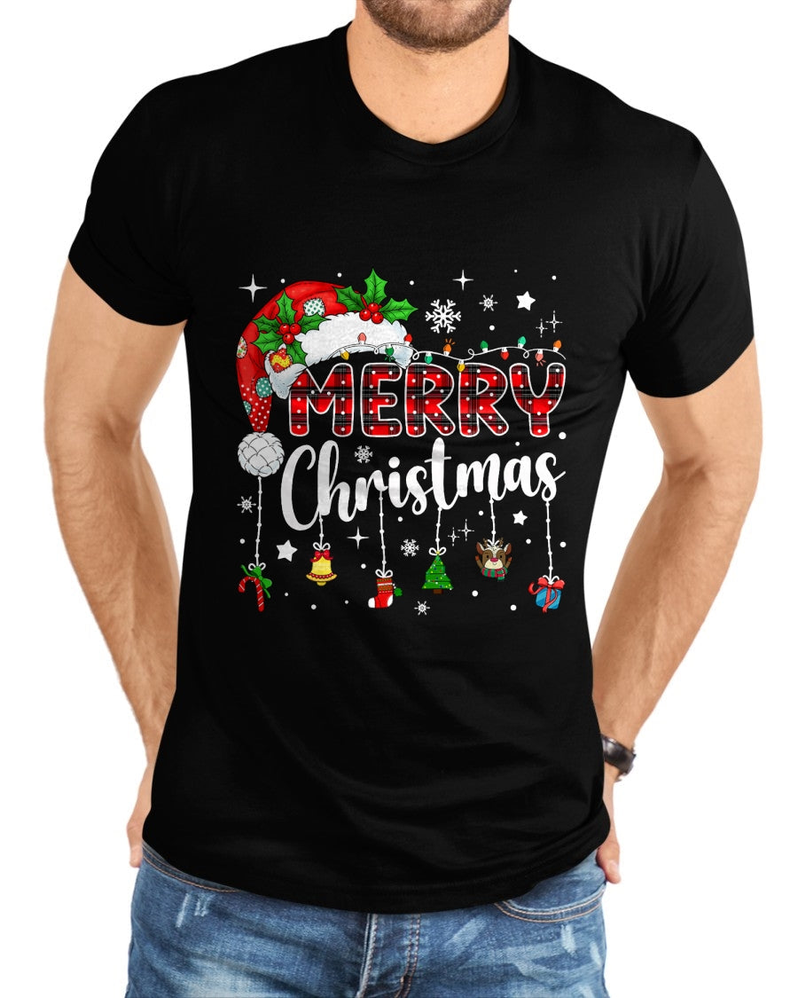 Merry Christmas Red Santa Hat Reindeer Xmas Matching Family T-Shirt - Christmas Unisex T-Shirt/Hoodie/Sweatshirt - TRNN00