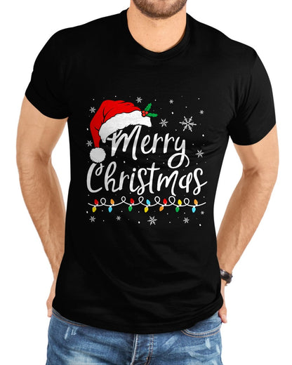 Merry Christmas Lights Santa Hat Xmas Family Matching Pajama T-Shirt - Christmas Unisex T-Shirt/Hoodie/Sweatshirt - TRNN00