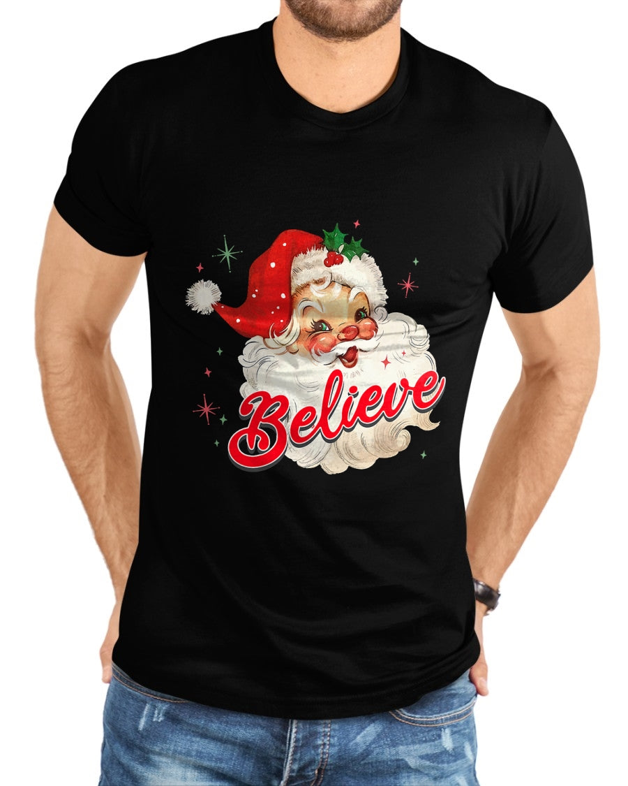 Vintage Santa Claus Believe Christmas Women Boys Girls T-Shirt - Christmas Unisex T-Shirt/Hoodie/Sweatshirt - TRNN00