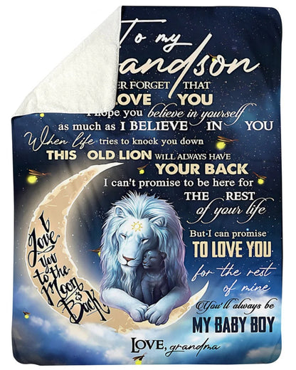 BLANKET FOR GRANDSON – COMFORT & WARMTH GIFT FROM GRANDMA  Sherpa Fleece Quilt Blanket NTTD00 (SKU-CHAU-B19)