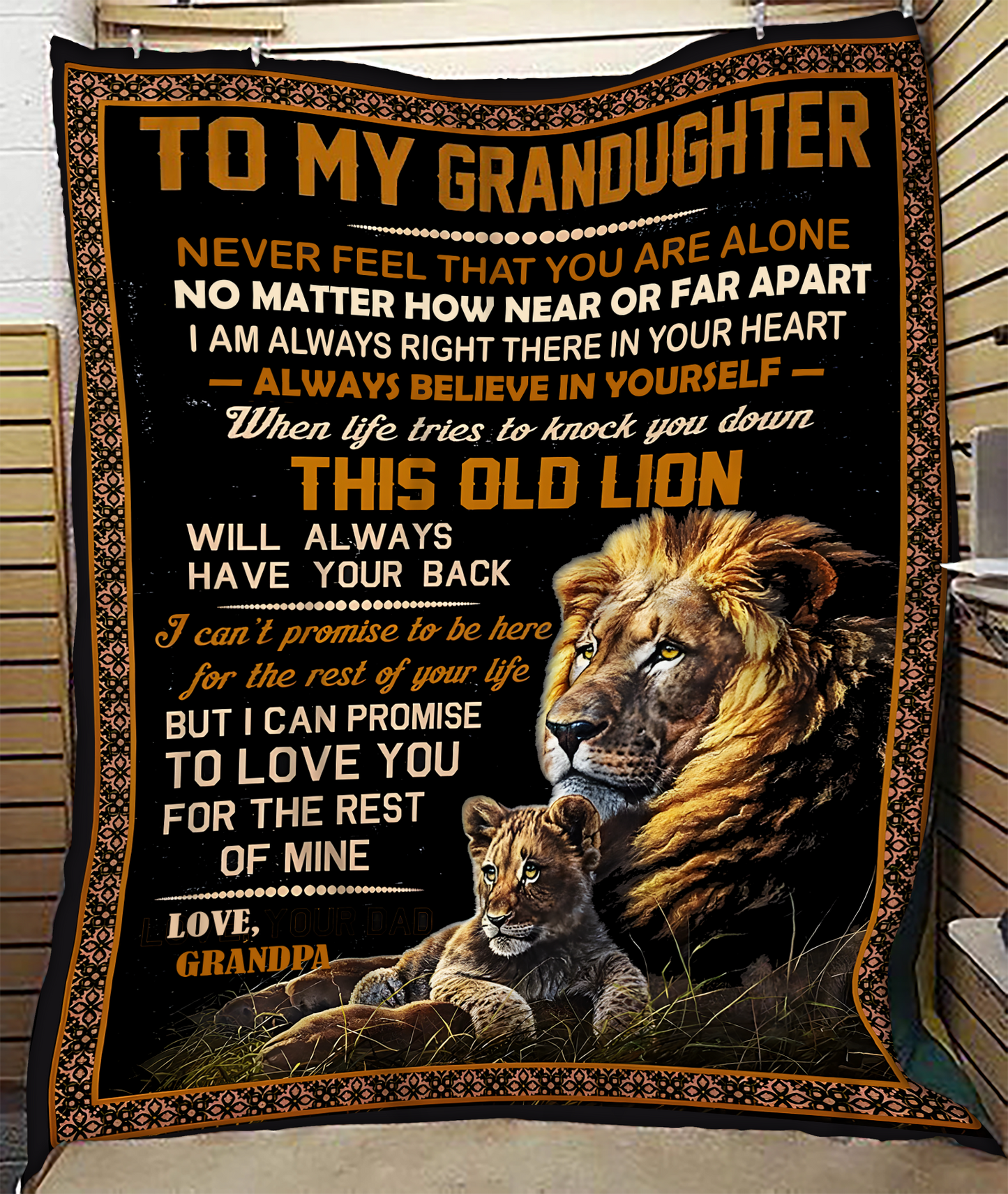 BLANKET FOR GRANDDAUGHTER – COMFORT & WARMTH GIFT FROM GRANDPA  Sherpa Fleece Quilt Blanket NTTD00 (SKUB11-BLK-10)