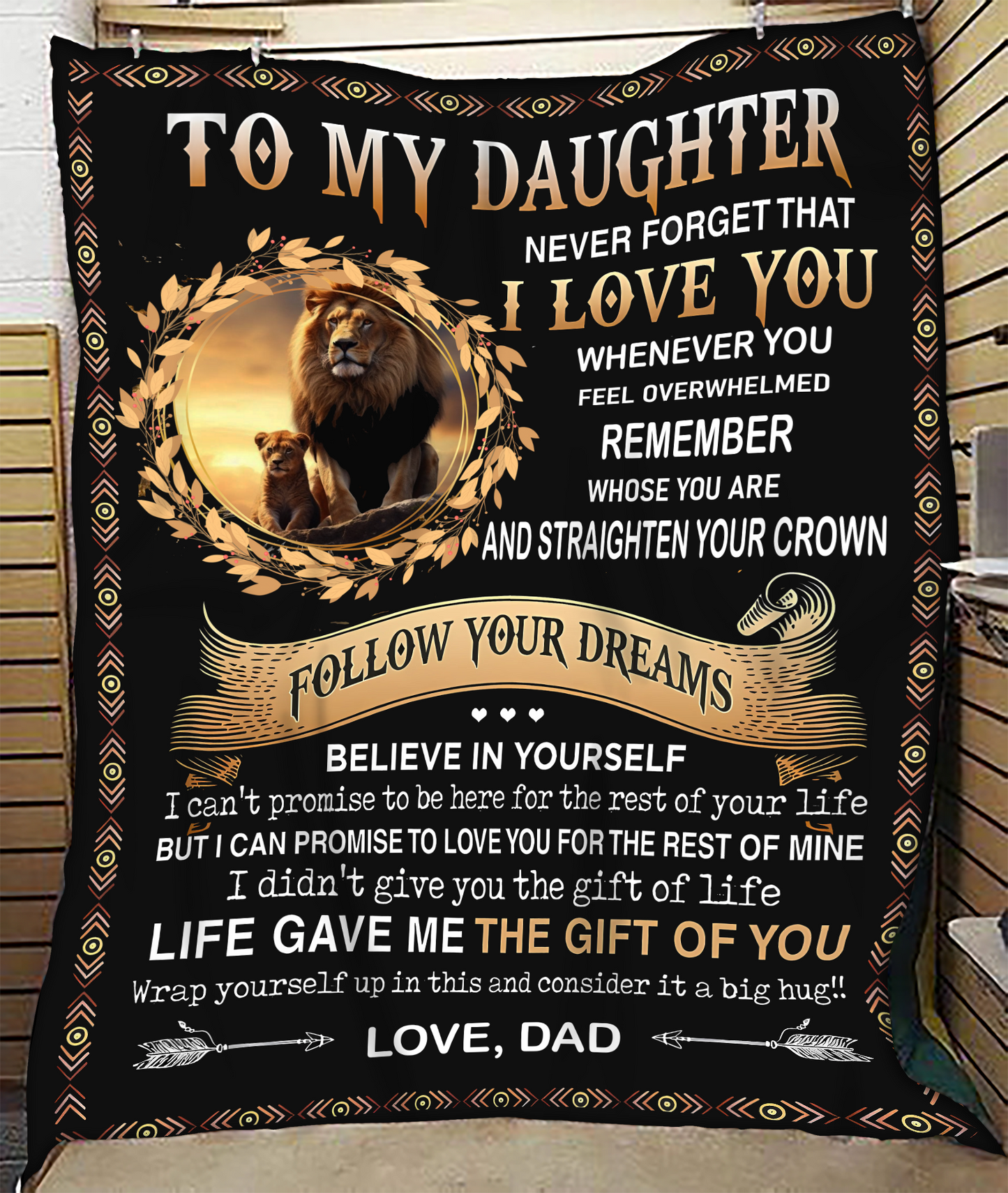 BLANKET FOR DAUGHTER – COMFORT & WARMTH GIFT FROM DAD Sherpa Fleece Quilt Blanket NTTD00 (SKUB11-BLK-12)