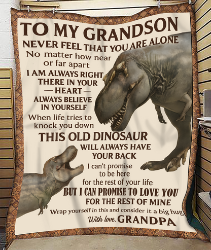 BLANKET FOR GRANDSON – COMFORT & WARMTH GIFT FROM GRANDPA  Sherpa Fleece Quilt Blanket NTTD00 (SKUB11-BLK-09)