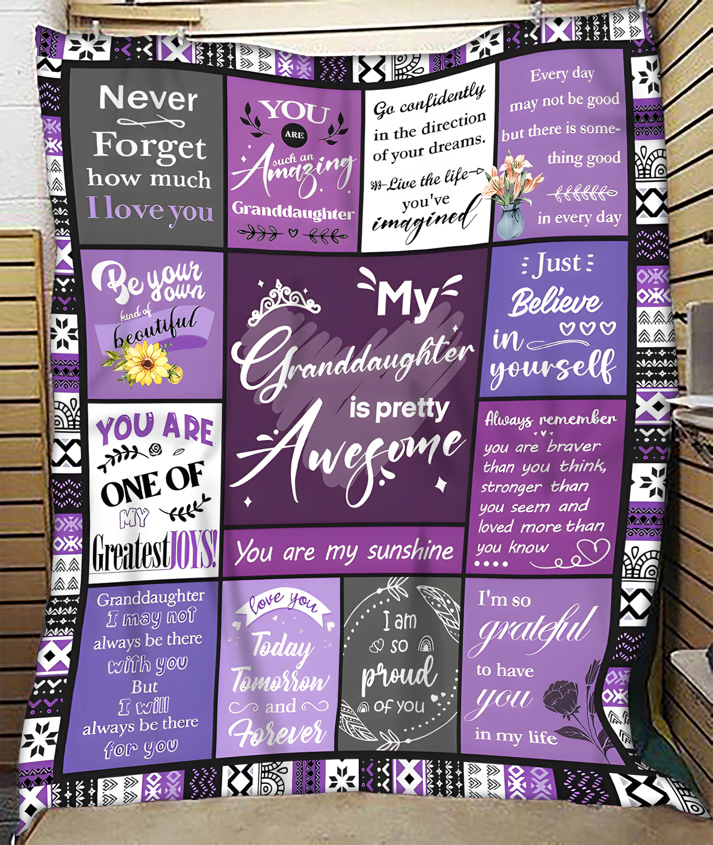 BLANKET FOR GRANDDAUGHTER – COMFORT & WARMTH GIFT FROM GRANDPARENTS  Sherpa Fleece Quilt Blanket NTTD00 (SKUB11-BLK-03)