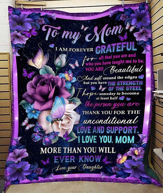 TO MY MOM - GIFT FOR MOTHER - Sherpa Fleece Quilt Blanket (SKUB-BLK-DAU00)