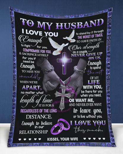 TO MY HUSBAND - GIFT FOR HUSBAND - Sherpa Fleece Quilt Blanket (SKUB-BLK-WIFE01)