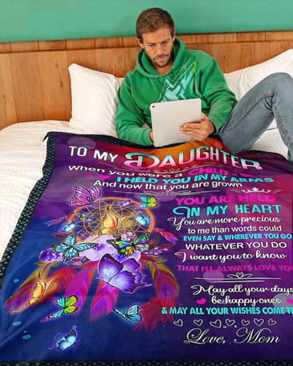 TO MY DAUGHTER - GIFT FOR DAUGHTER - Sherpa Fleece Quilt Blanket (SKUB-BLK-MOM00)