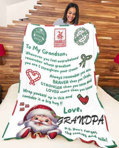 BLANKET FOR GRANDSON – COMFORT & WARMTH GIFT FROM GRANDPA  Sherpa Fleece Quilt Blanket NTTD00 (SKUB10-182)