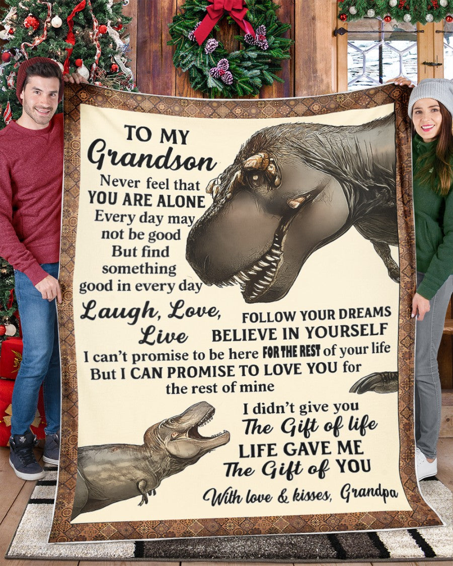 BLANKET FOR GRANDSON – COMFORT & WARMTH GIFT FROM GRANDPA  Sherpa Fleece Quilt Blanket NTTD00 (SKUB-BLK-GPKL)